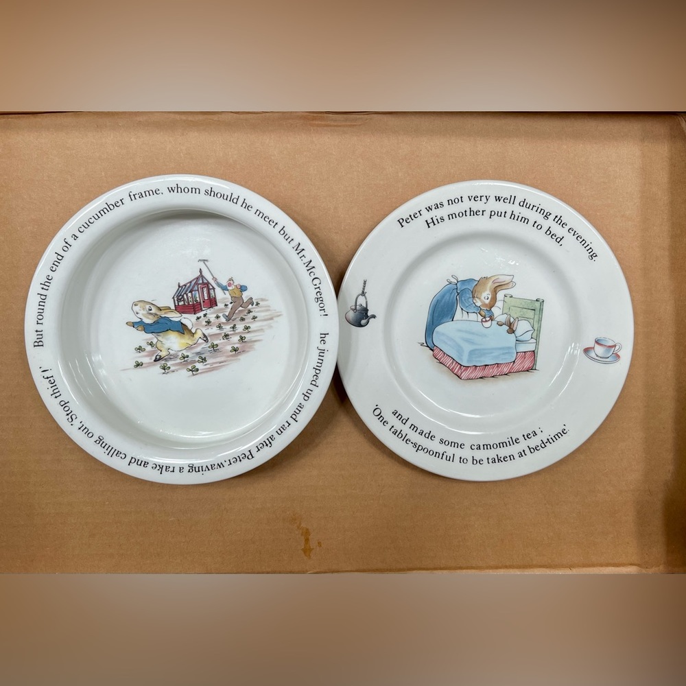 Vintage Wedgewood Beatrix‎ Potter Peter Rabbit  7” Plate And 6.75” Bowl Set Of 2